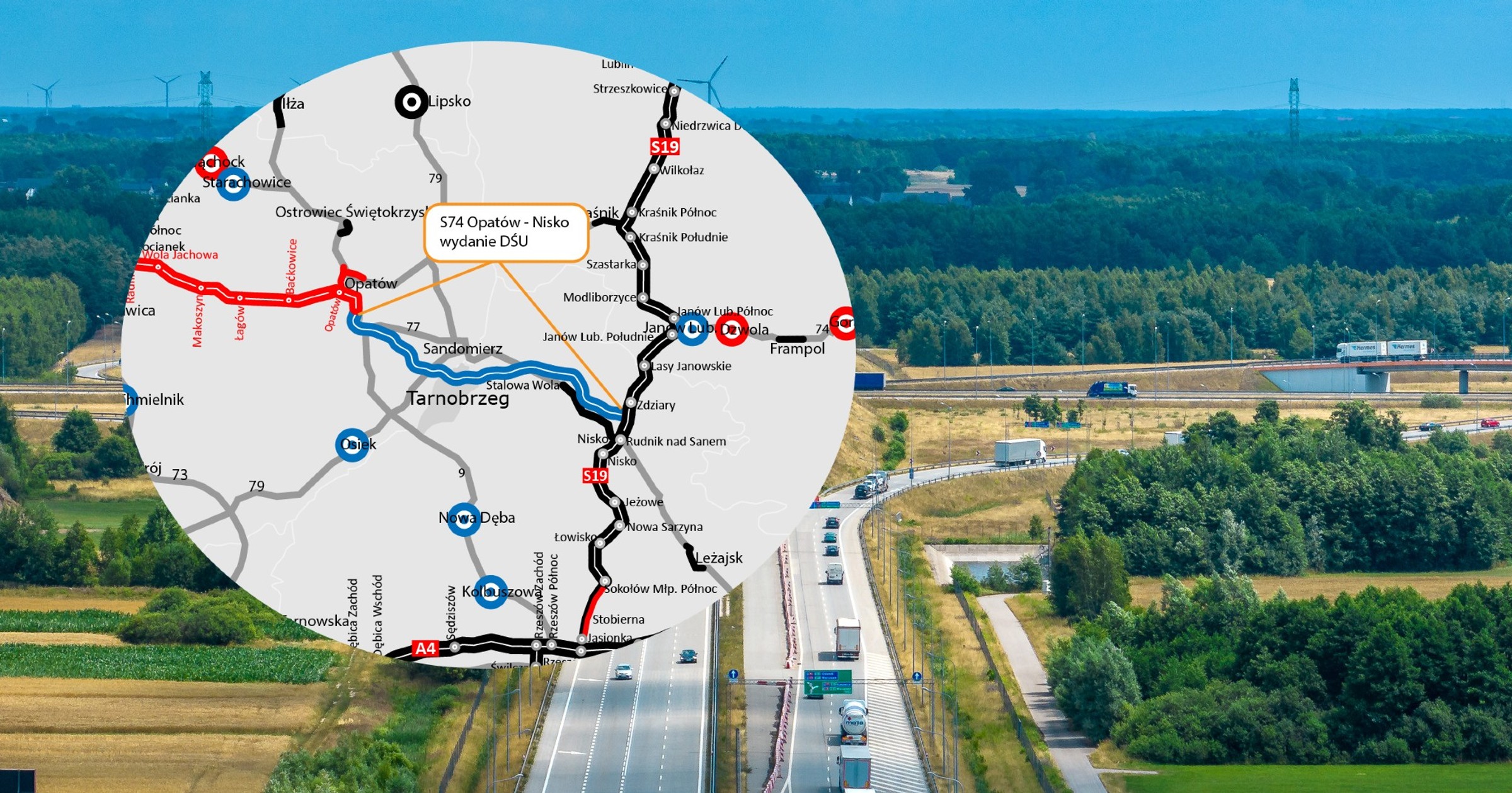 Droga S74 Opatów – Nisko na mapie