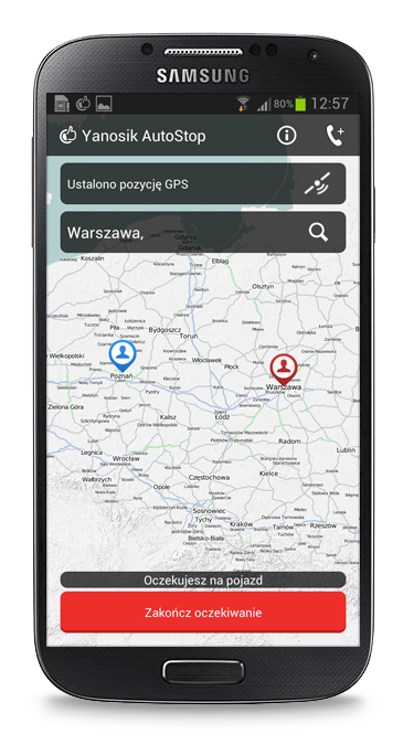 Yanosik Autostop: wystarczy wpisać w aplikacji cel i wysłać zgłoszenie