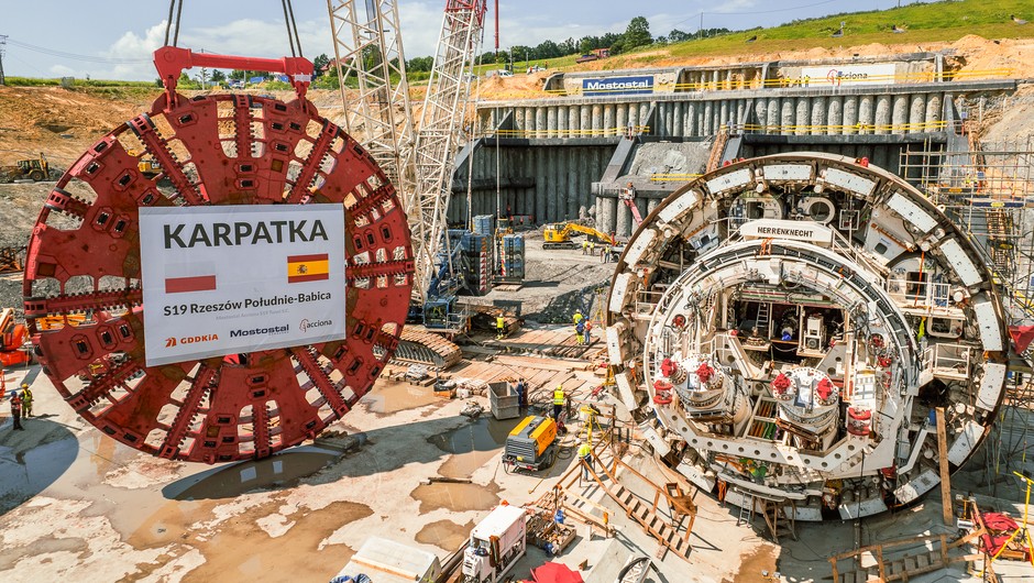 Maszyna TBM na placu budowy S19 Rzeszów Południe - Babica
