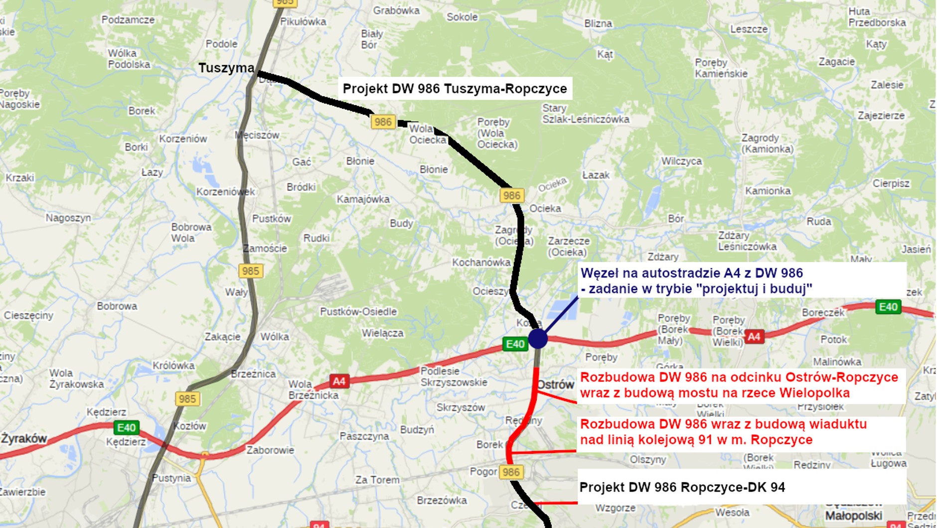 9 ofert na budowę nowego węzła na autostradzie A4 w Ostrowie k. Ropczyc