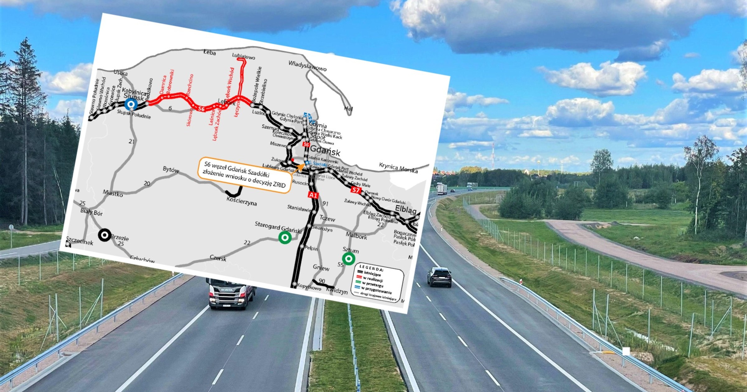 S6 węzeł Gdańsk Szadółki - mapa