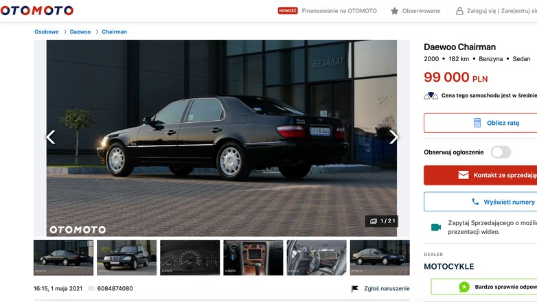 Daewoo Chairman w stanie fabrycznym trafił na sprzedaż