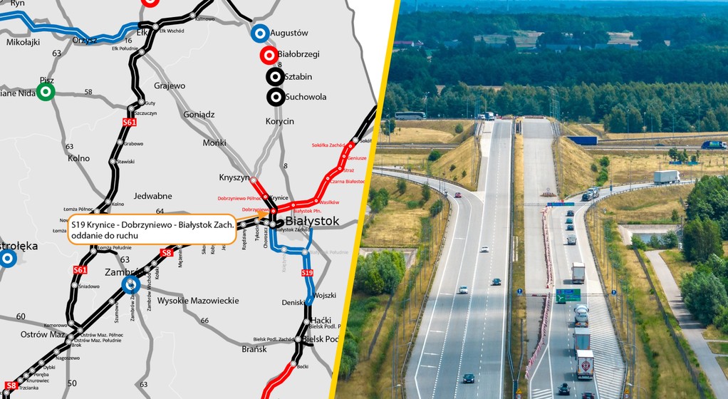 Dwie drogi S8 i S19 połączone pod Białymstokiem - mapa