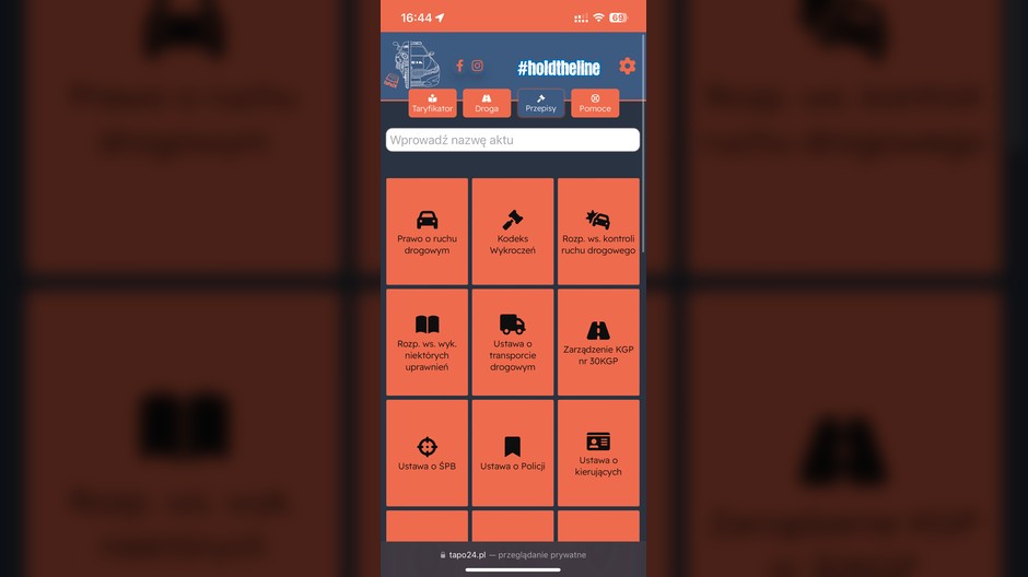 Aplikacja TaPo24 w urządzeniu iOS