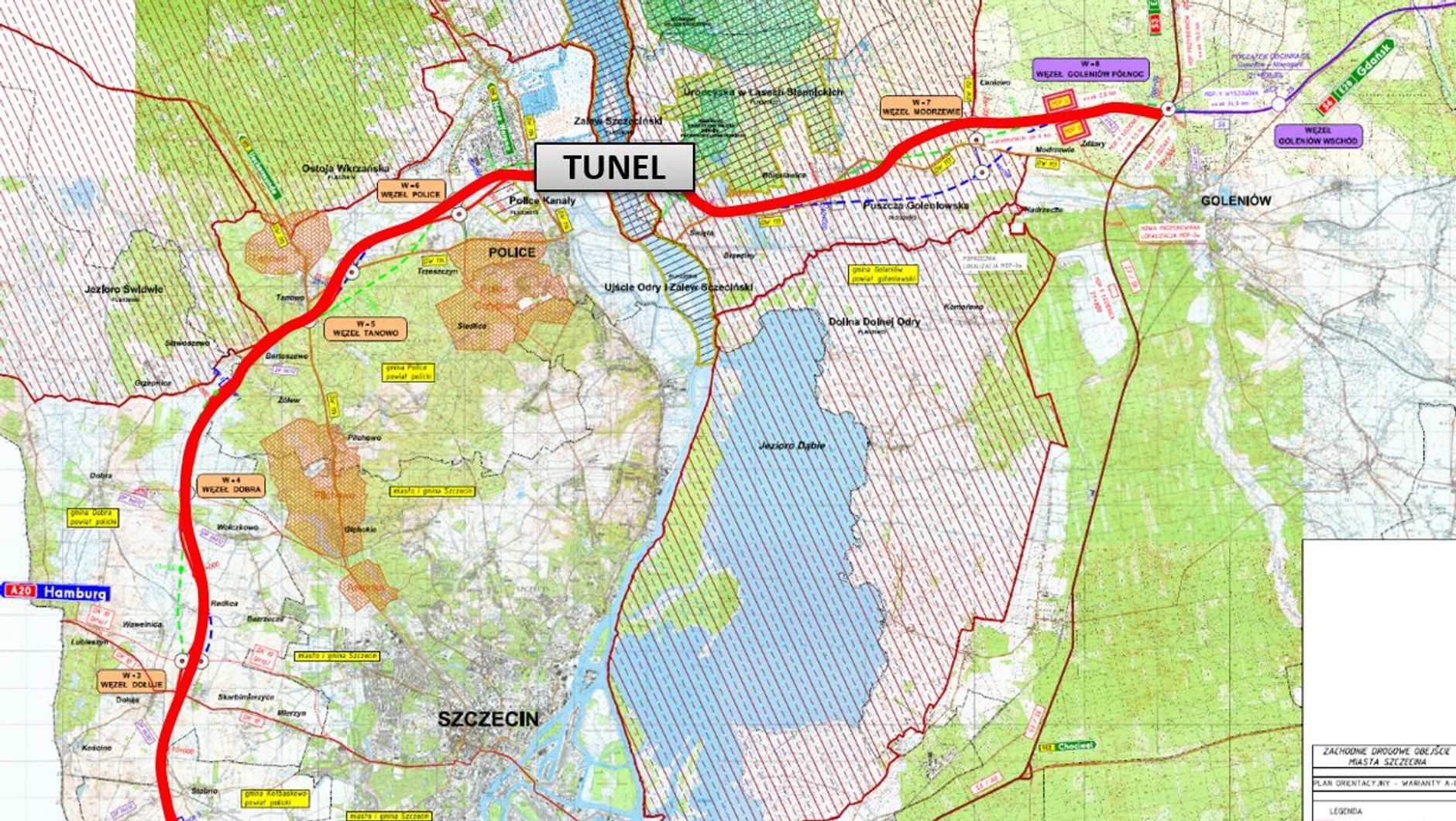 Mapa Zachodniej Obwodnicy Szczecina