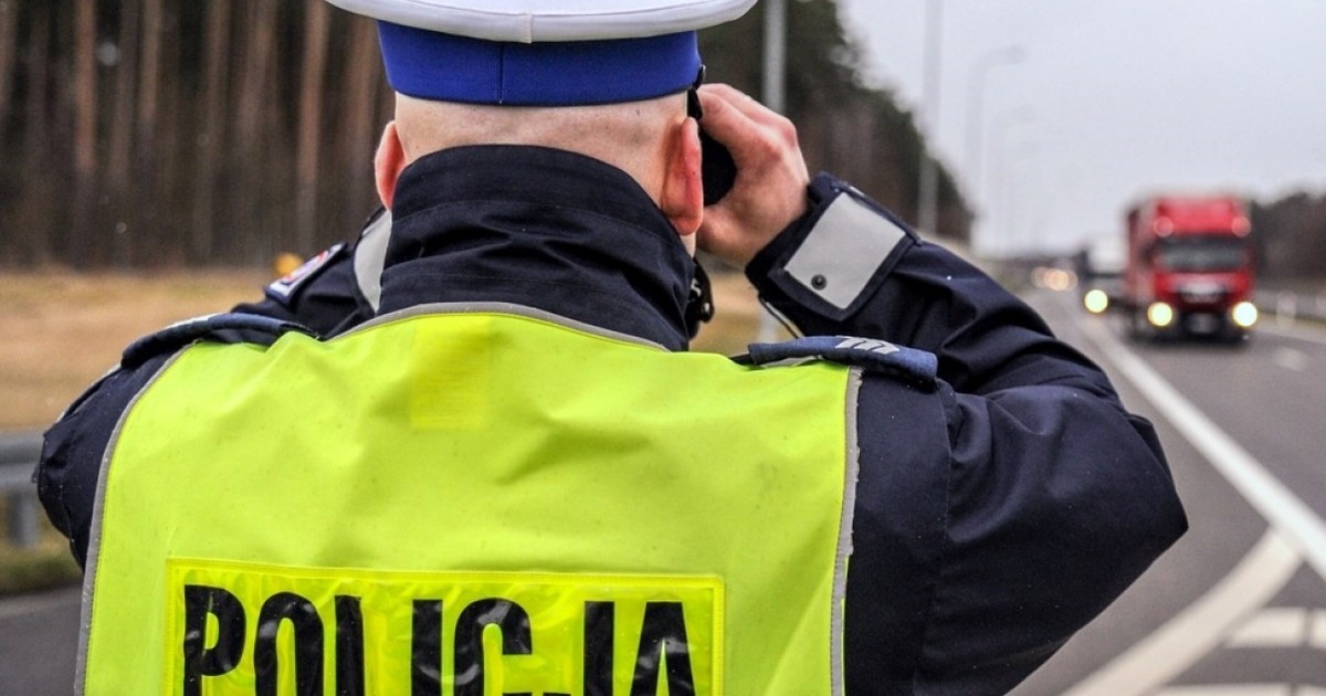 Policjant typuje pojazdy do kontroli