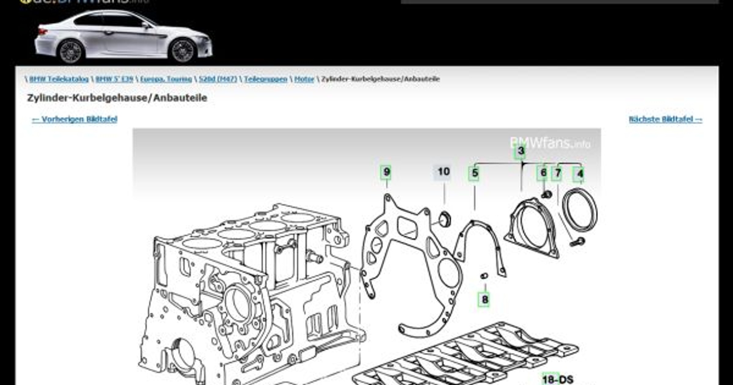 BMW - strona internetowa z częściami zamiennymi