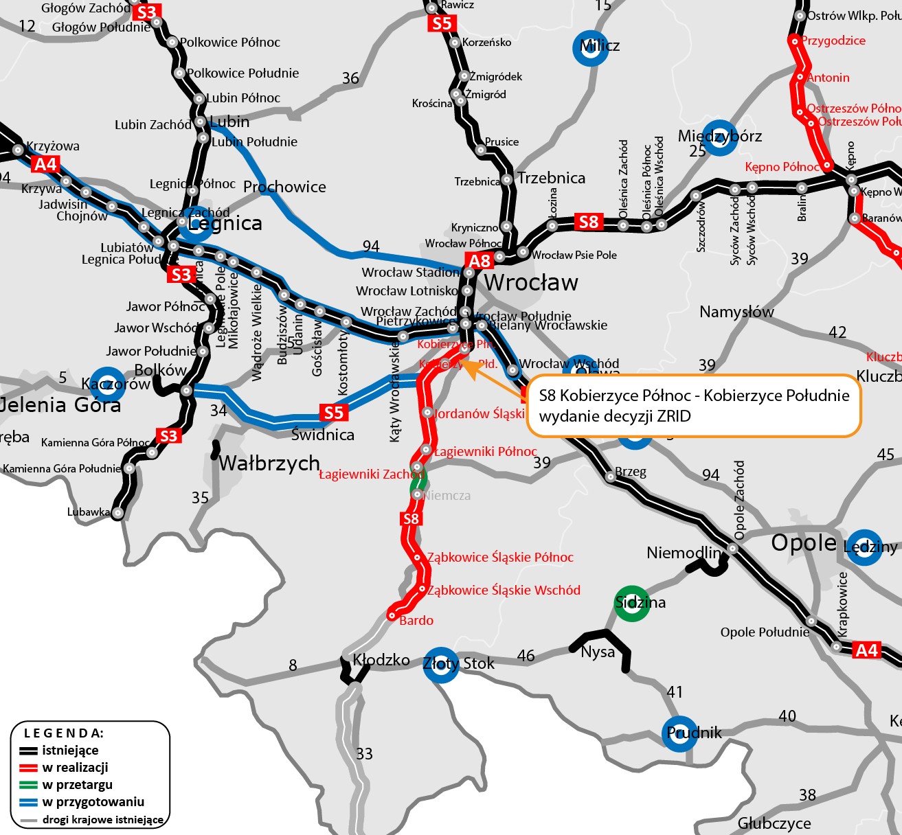 S8 Kobierzyce Północ - Kobierzyce Południe. Wizualizacja