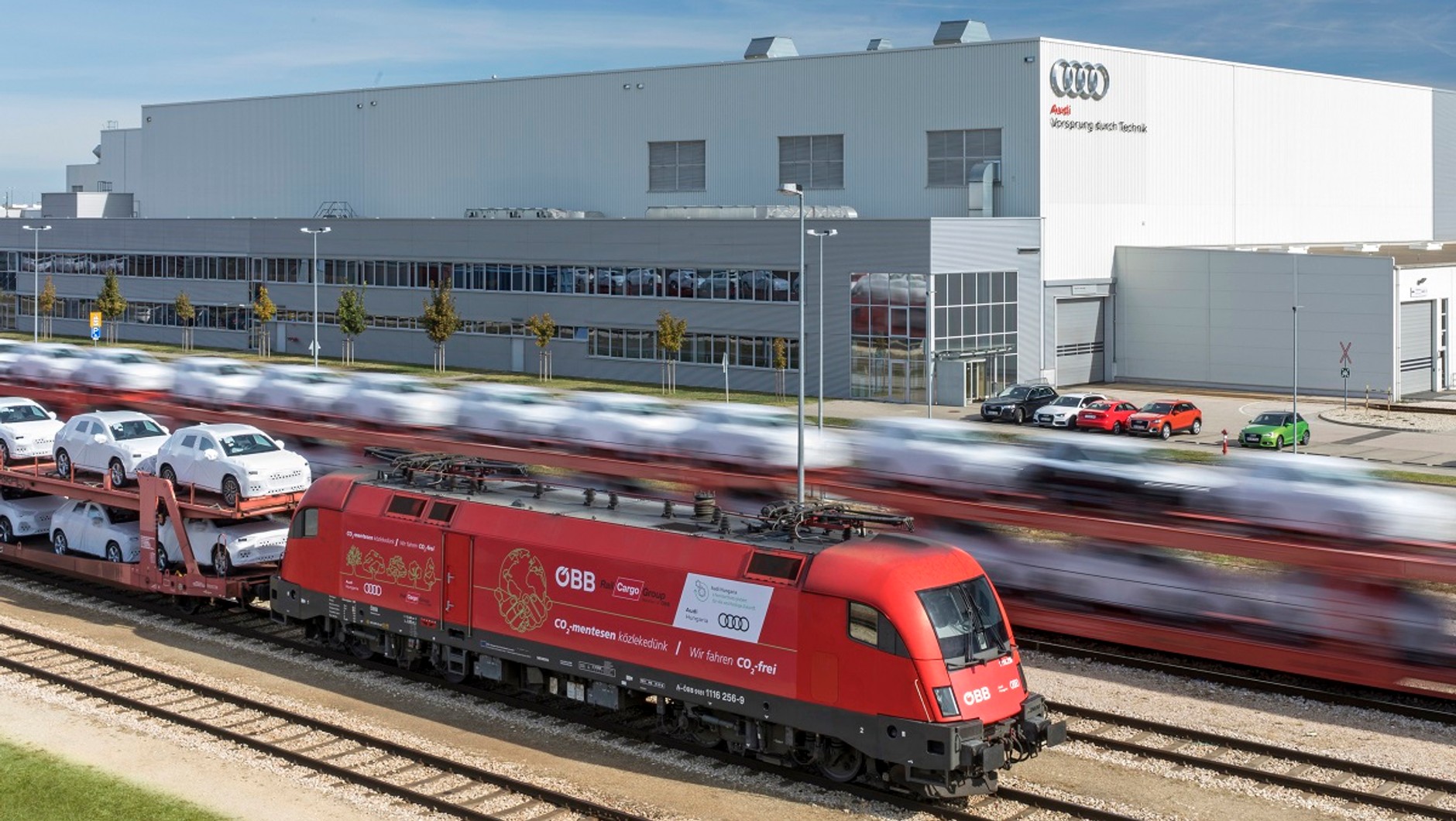 Transport kolejowy z fabryki Audi na Węgrzech