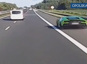 Kierowca Lamborghini wyprzedzał pasem awaryjnym na A4. Policja dostała nagranie