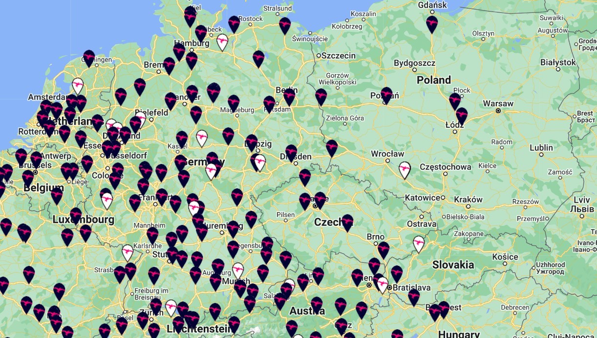 Sieć ładowarek Ionity (stan na 21 marca 2023 r.).