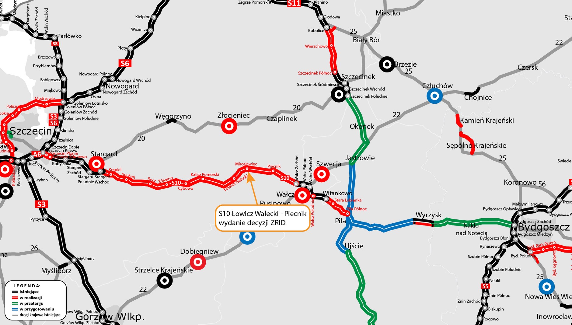 Droga S10 Szczecin - Wałcz. 100 km w budowie
