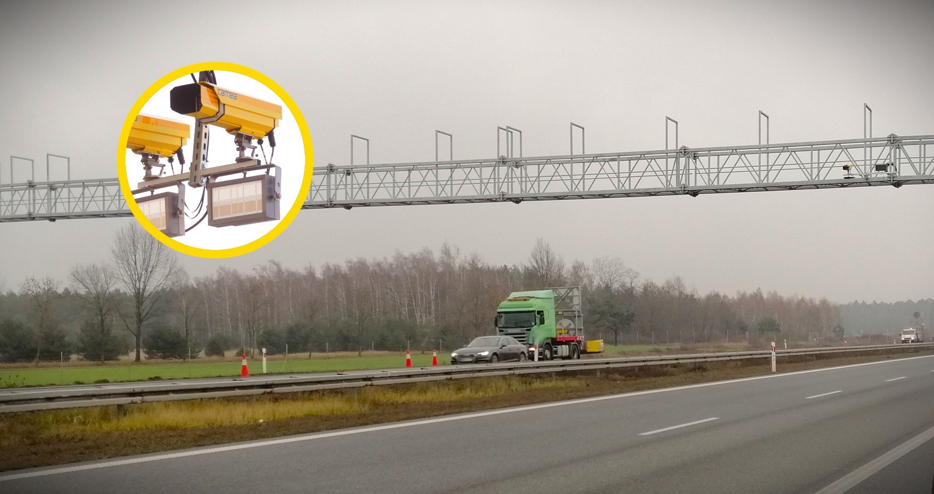 Odcinkowy pomiar prędkości na A2 Węzeł Konin Wschód - MOP Kuny w woj wielkopolskim