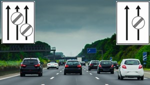 Biały znak ze strzałkami i okręgami na niemieckiej autostradzie — co oznacza?