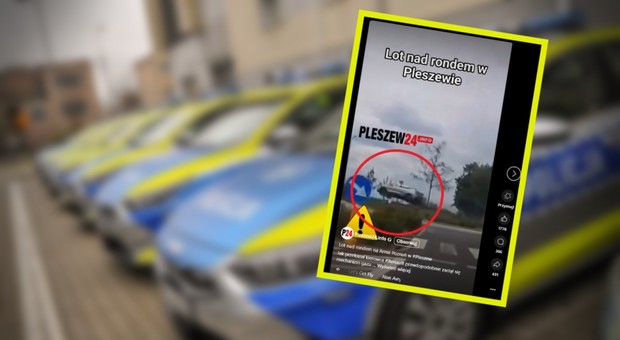 Kierowca Renault wzbił się do lotu nad rondem w Pleszewie. Nikomu nic się nie stało