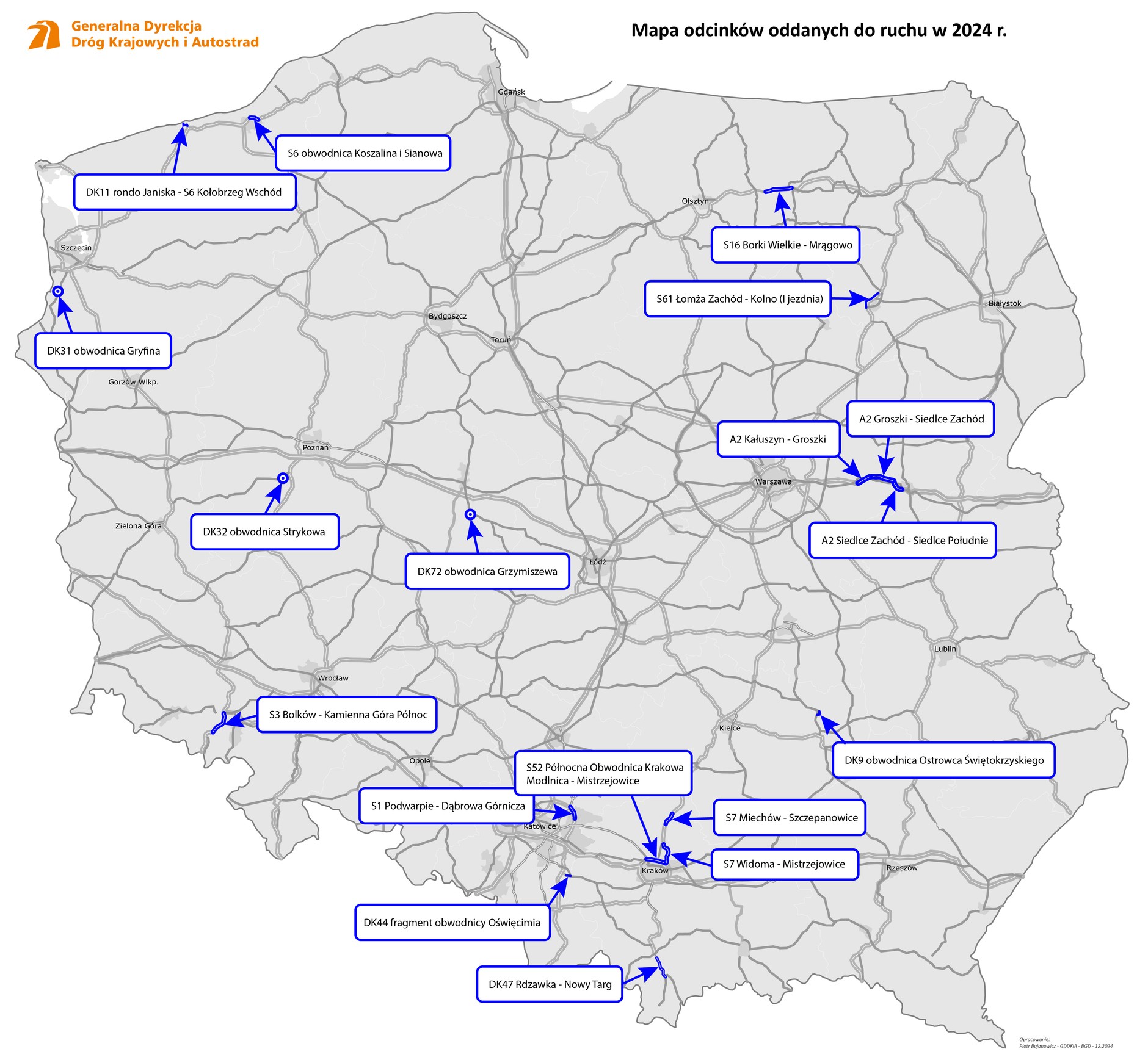 Nowe drogi w Polsce 2024 r.