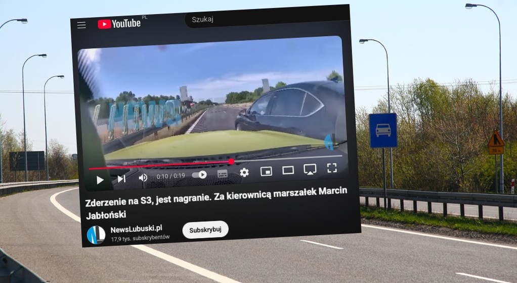 Marszałek woj. lubuskiego spowodował kolizję - jest nagranie ze zdarzenia