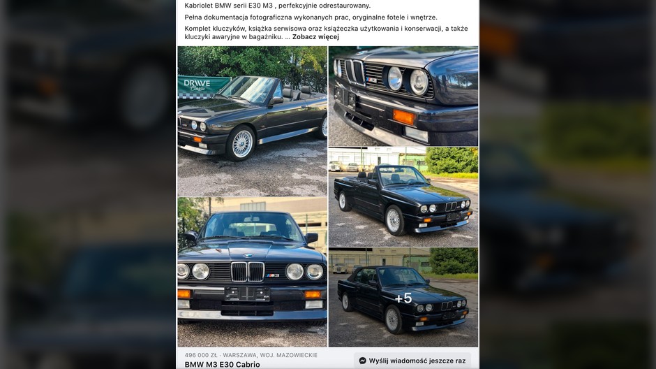 BMW E30 M3 za niemal pół miliona złotych!