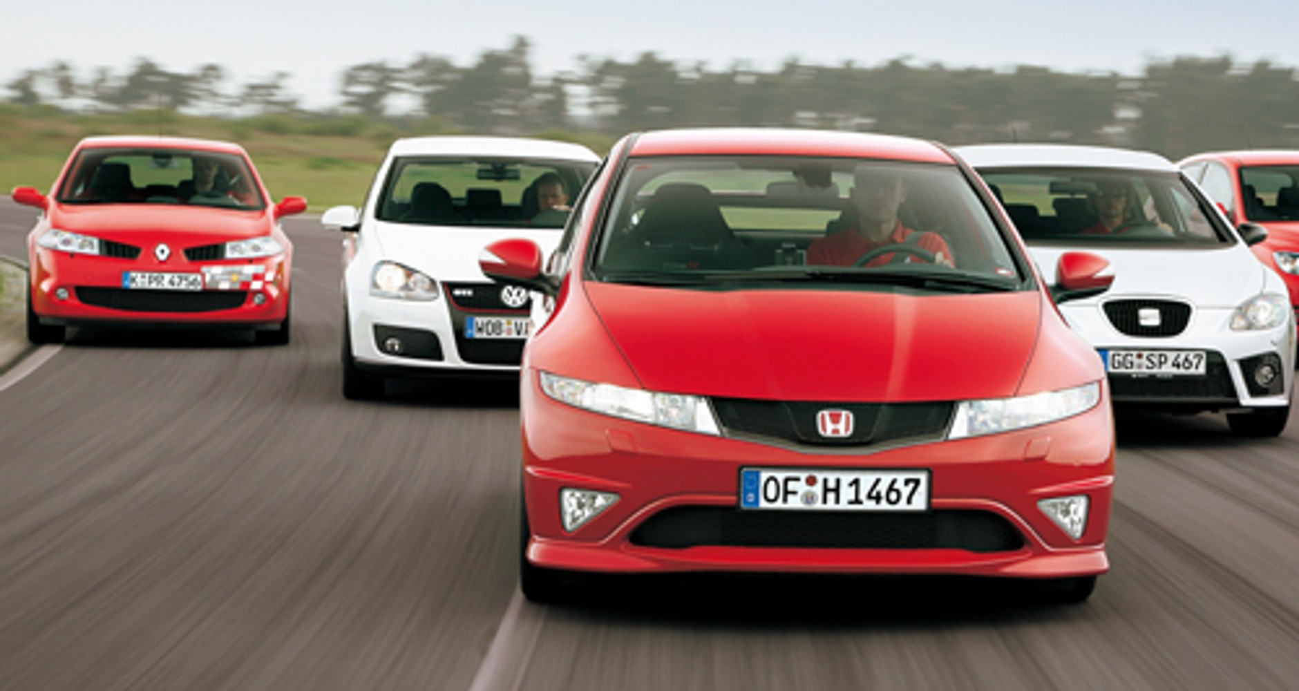 Szukamy najlepszej fury! W naszym porównaniu Renault Megane Sport F1, VW Golf GTI, Honda Civic Type R i Seat Leon Cupra