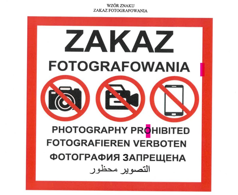 Wzór znaku zakaz fotografowania