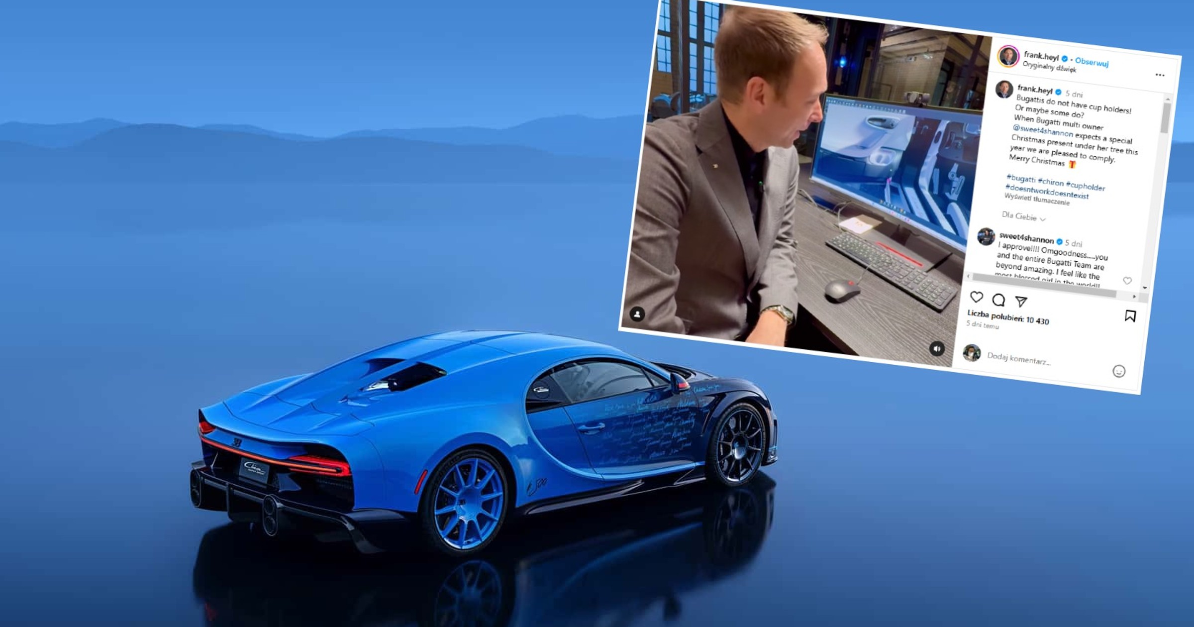 Uchwyt na kubek w Bugatti Chironie