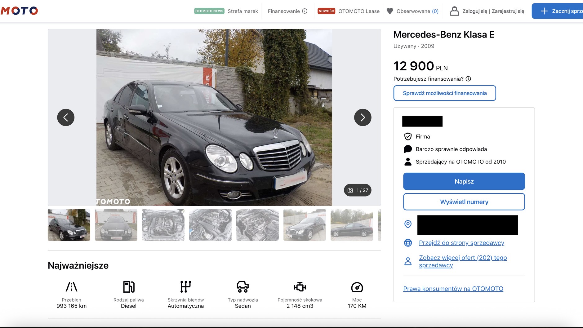 Mercedes W211 z przebiegiem 993 tys. km