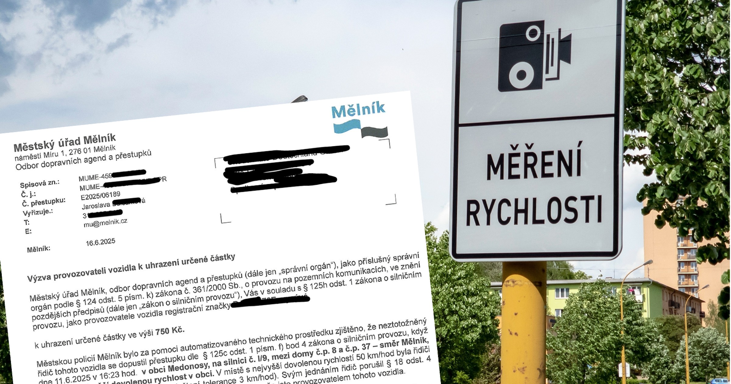 Pismo urzędowe z Czech w sprawie wykroczenia