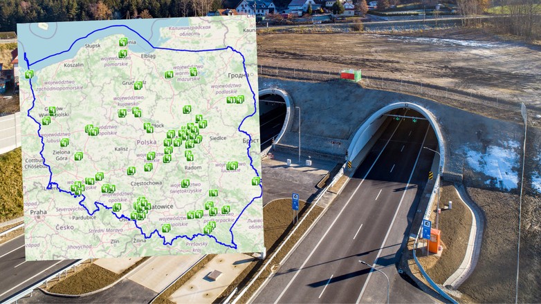 W Polsce jest ponad 60 odcinkowych pomiarów prędkości (OPP) (Zdjęcie mapy: www.canard.gitd.gov.pl)