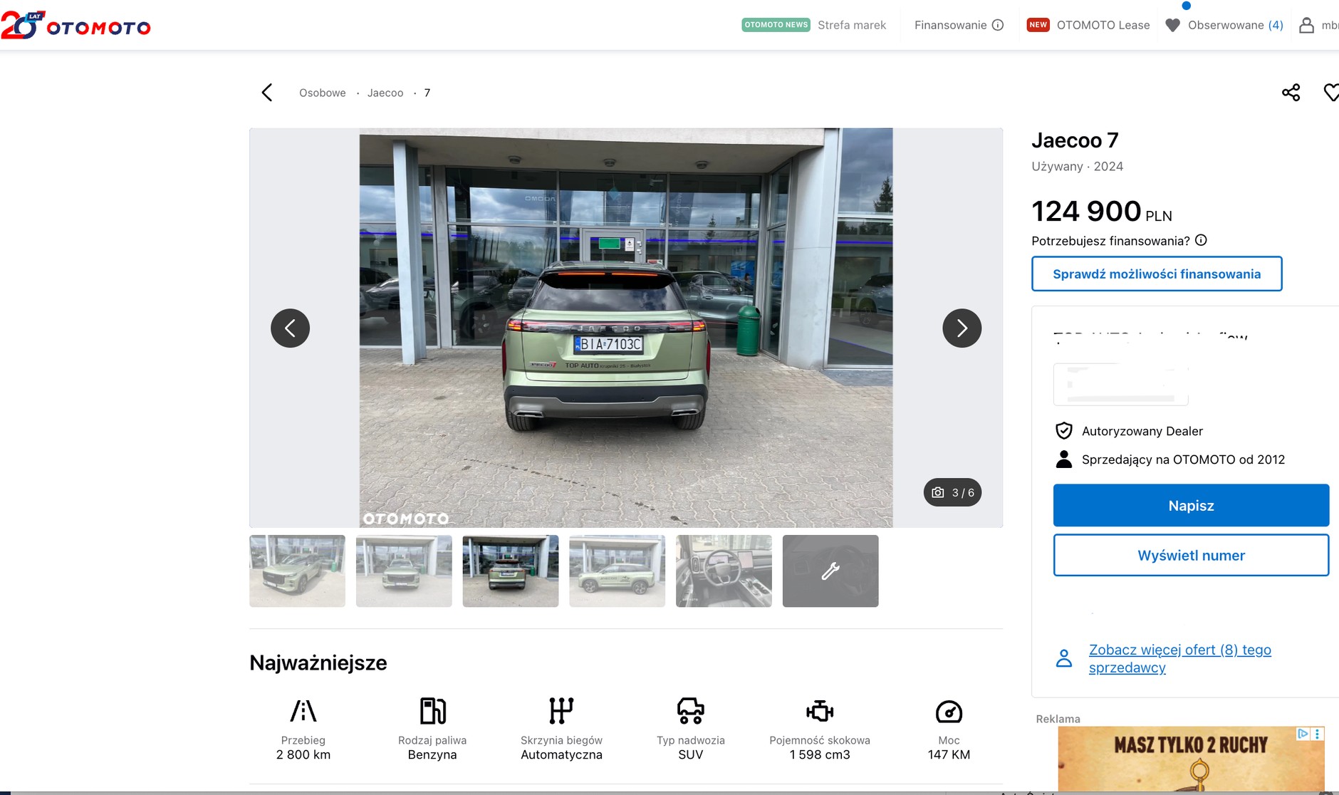Jaecoo 7 – auto podemonstracyjne na sprzedaż