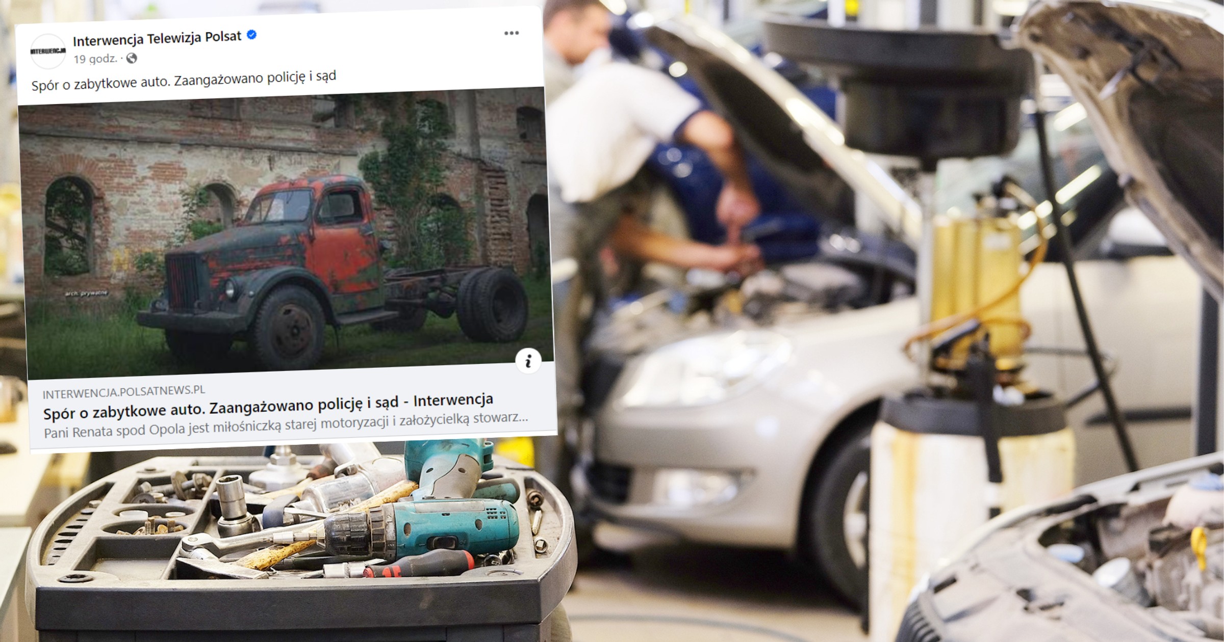 Jej zabytkowy samochód zniknął u mechanika (fot. screen: Facebook/InterwencjaPolsat)