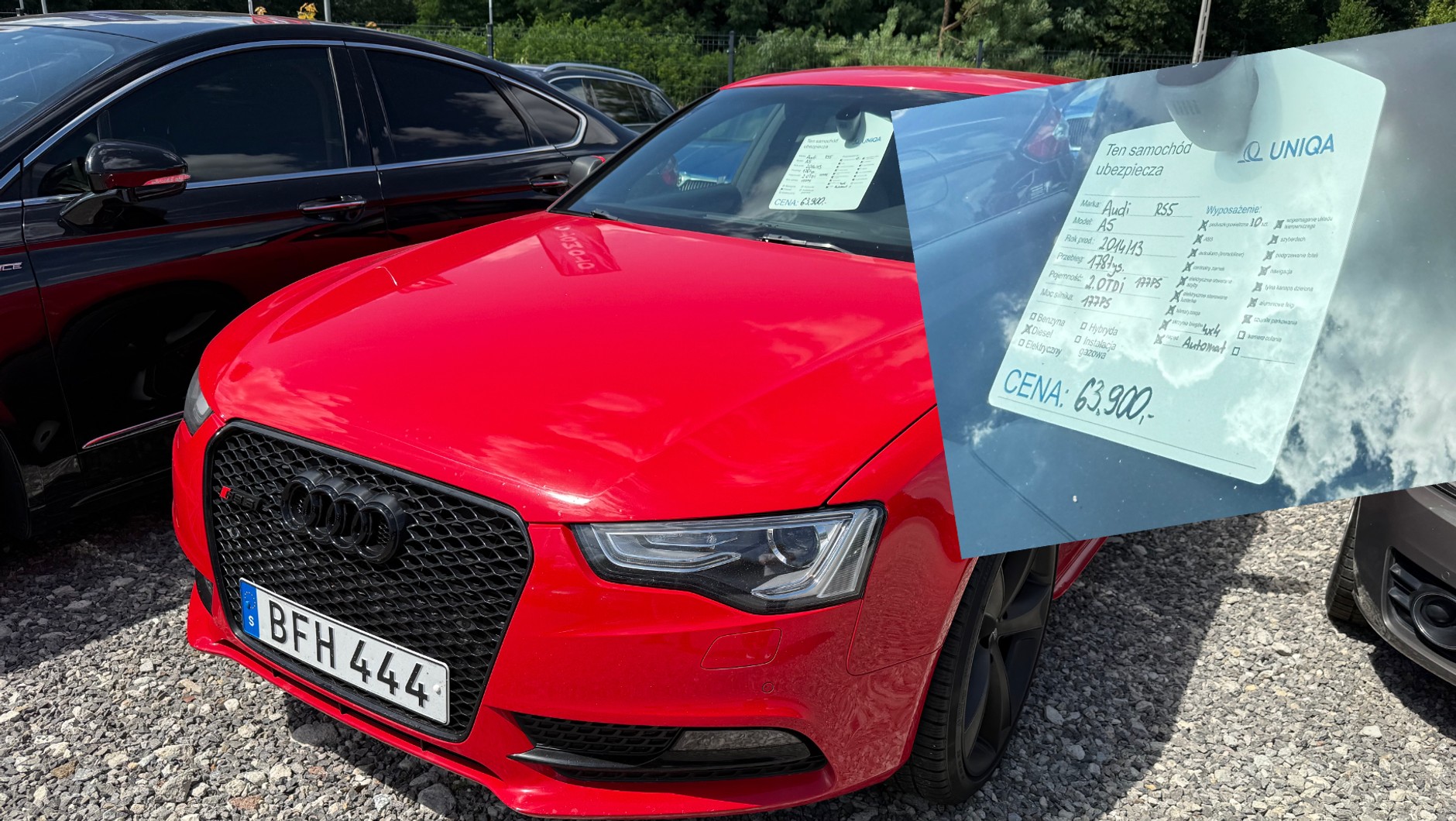Audi z 2014 r. okazało się nieco starsze. no i nie jest to żadne Audi RS5, tylko zwykłe A5 w "tedeiku"