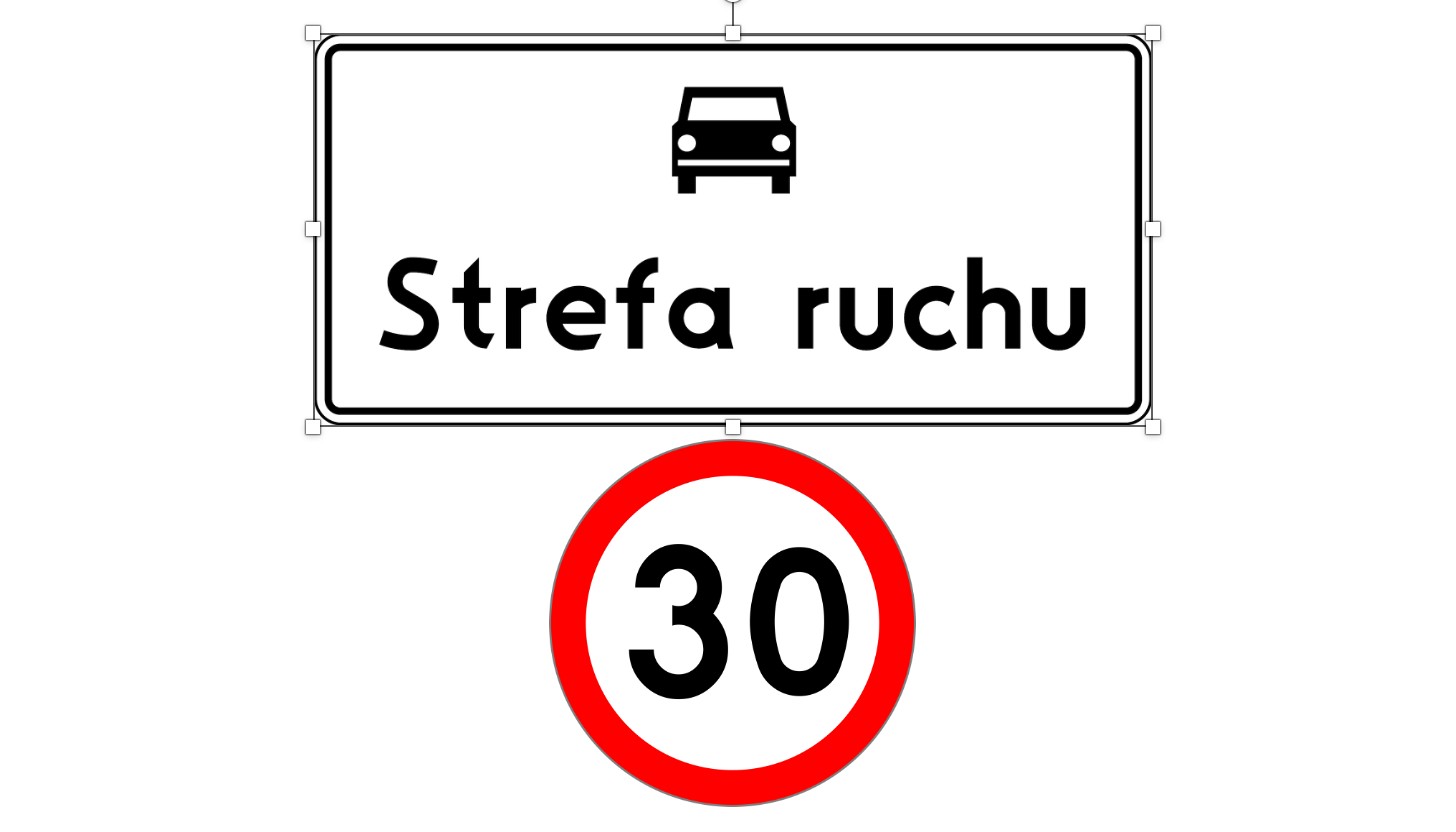 Znak zakazu umieszczony pod znakiem :strefa ruchu"