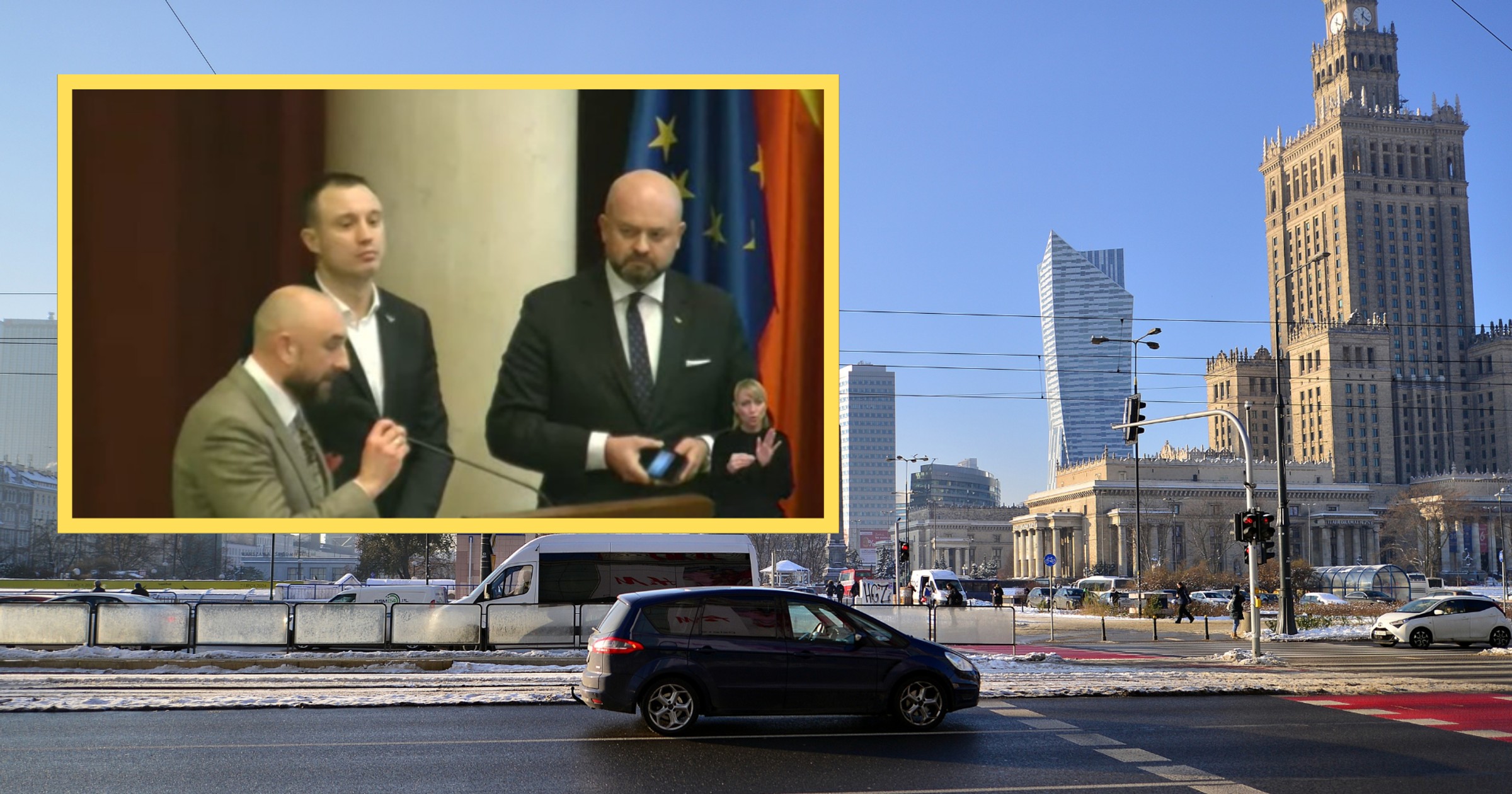 Obrady Rady Warszawy zostały przerwane (screenshot: twitter.com/MichaWojtcz)
