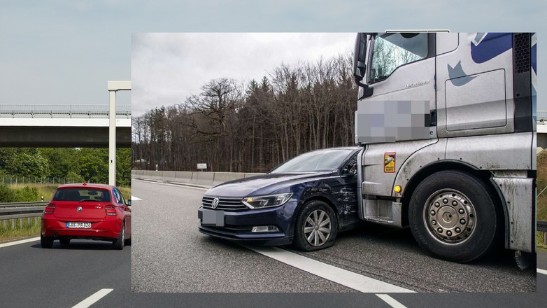 Tir pchał passata przez 1 km