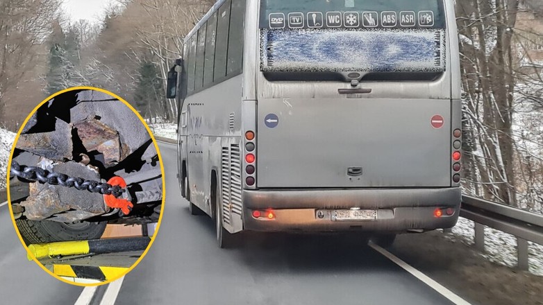 Inspektorzy ITD zatrzymali autobus, który zostawiał cztery ślady