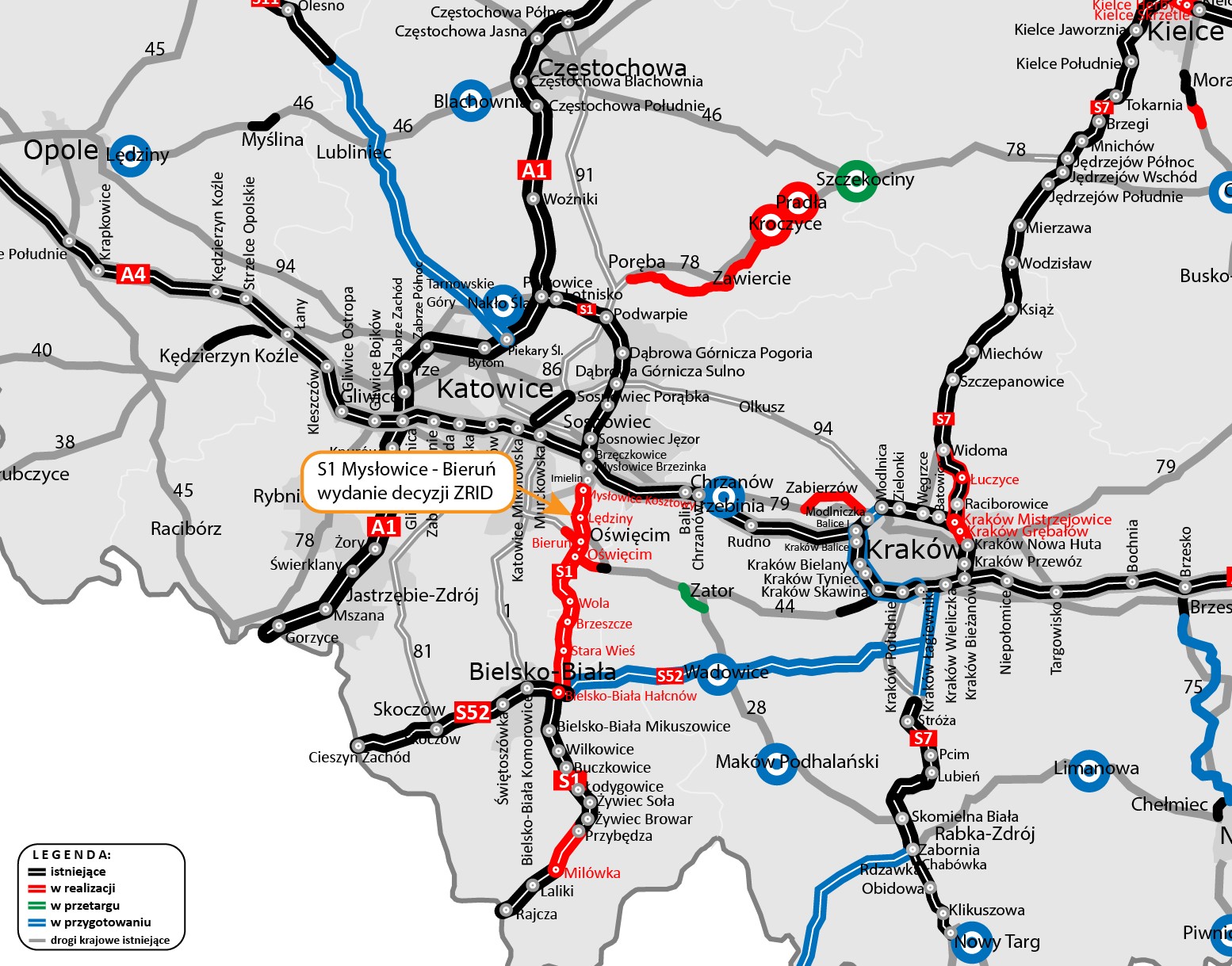 Fragment drogi ekspresowej S1 Mysłowice — Bieruń już z decyzją ZRID