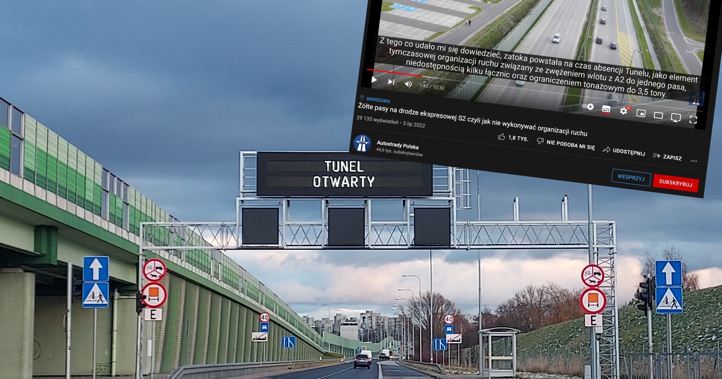 Chociaż tunel pod Ursynowem już funkcjonuje, to zatoka na drodze S2, która miała obowiązywać do czasu otwarcia tunelu, wciąż jest i utrudnia ruch