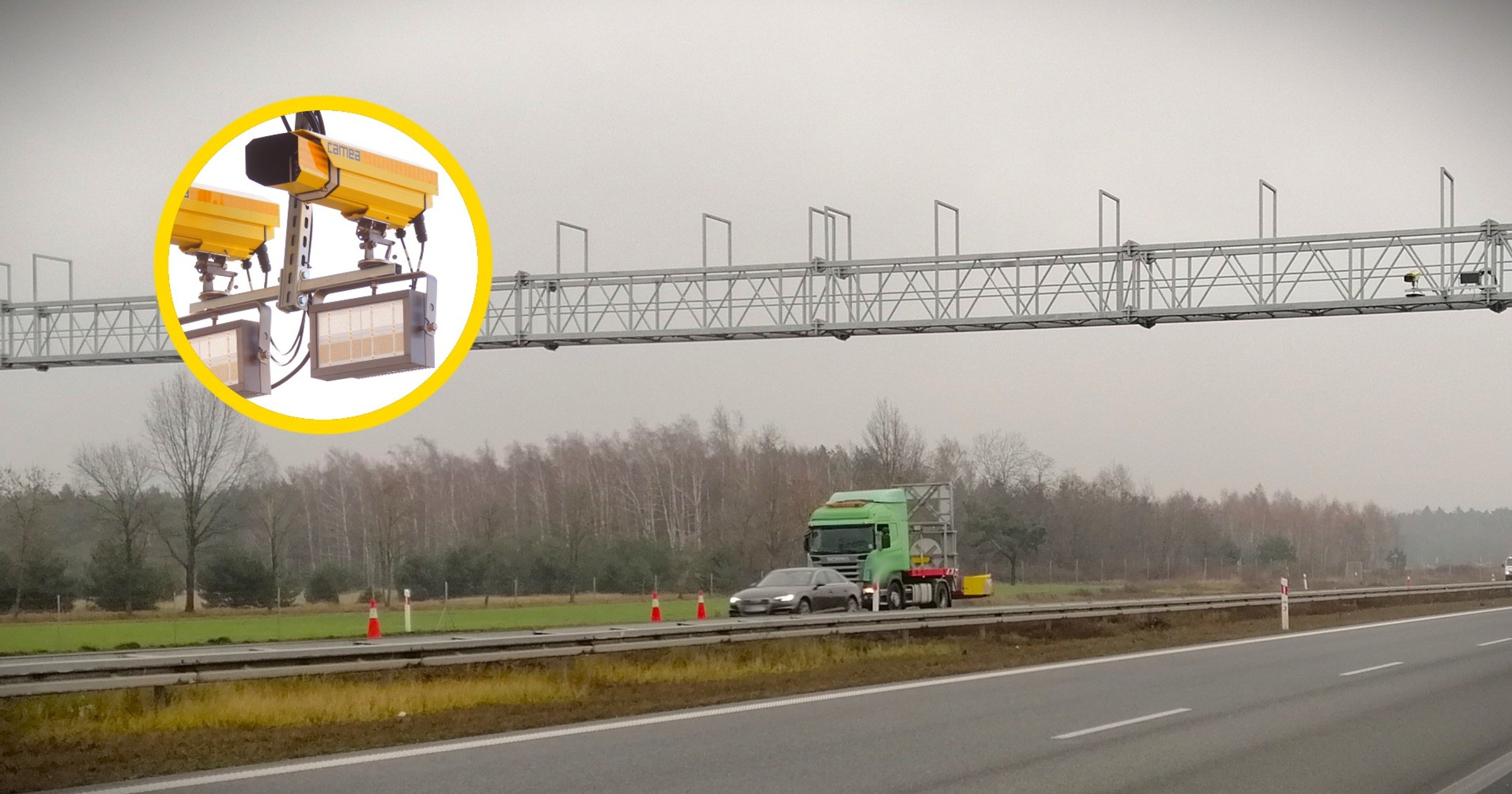 Odcinkowy pomiar prędkości na A2 Węzeł Konin Wschód - MOP Kuny w woj wielkopolskim