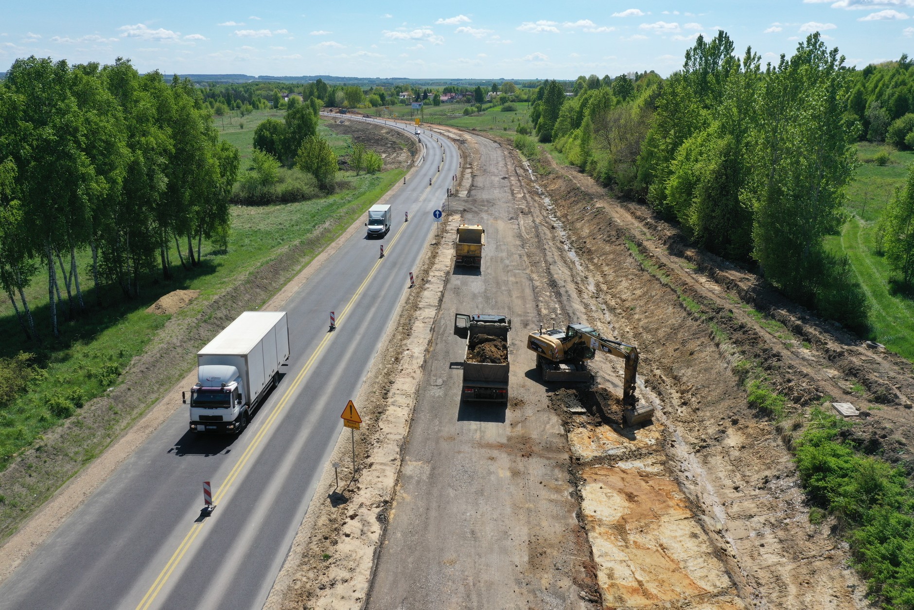 Przebudowa DK91 na odcinku Zawada - Siedlec Duży, widok w kierunku Katowic