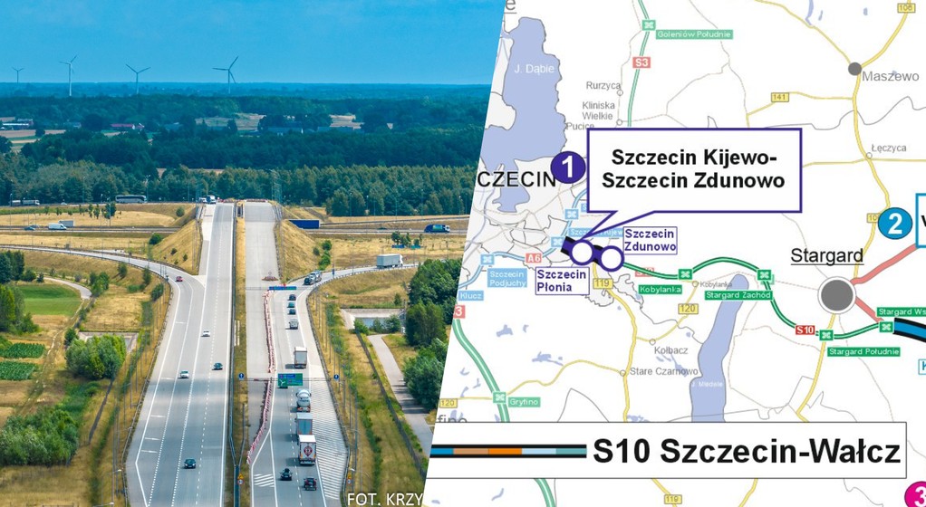 Odcinek wjazdowy S10 do Szczecina