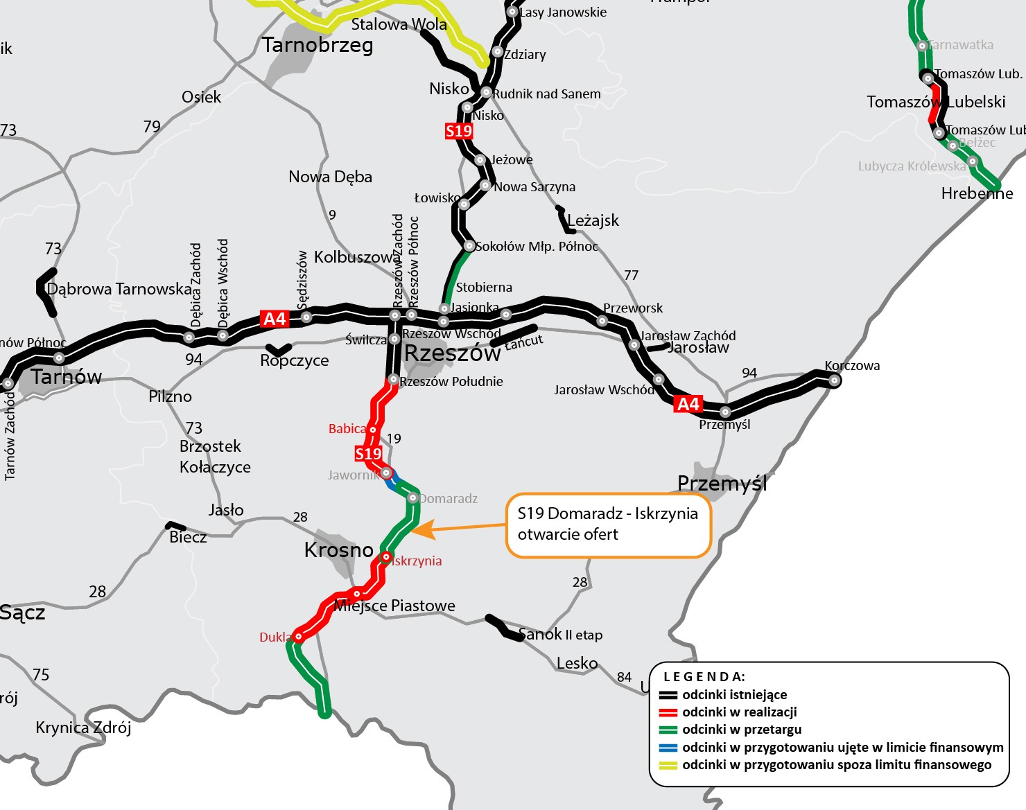 Mapa S19 Domaradz — Iskrzynia