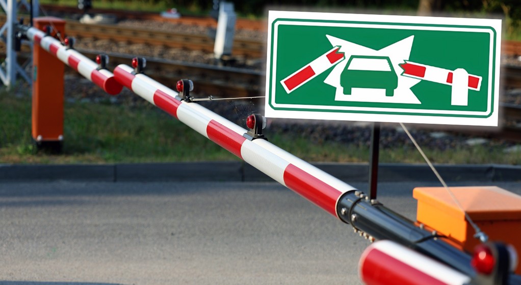 Znak G-25 informuje o możliwości wyłamania rogatek na przejeździe kolejowym (fot. UNECE)