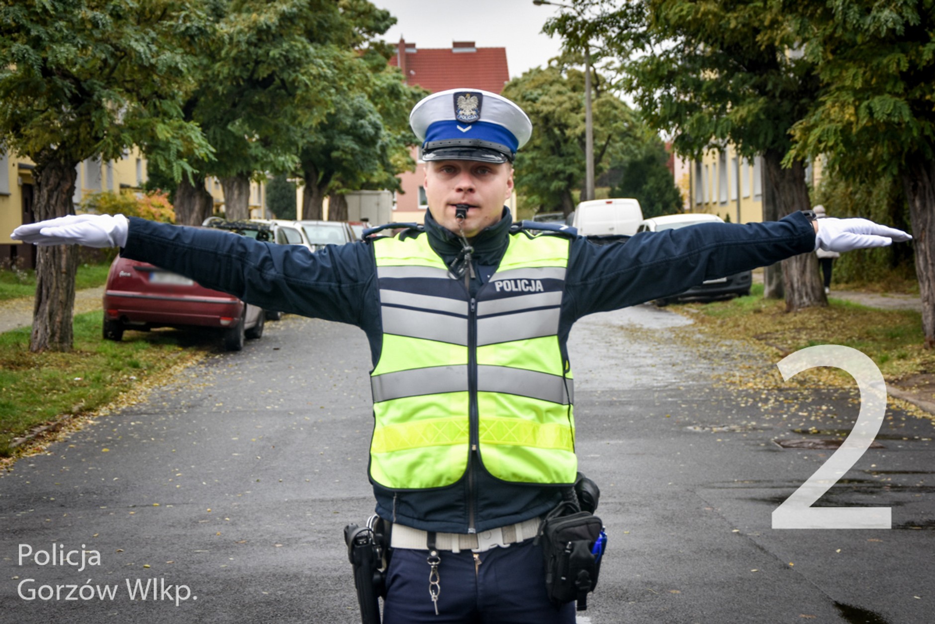 Policyjne gesty na skrzyżowaniu