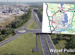 Tunel pod Odrą w ciągu drogi S6. Jezdnie na głębokości 45 m poniżej poziomu terenu