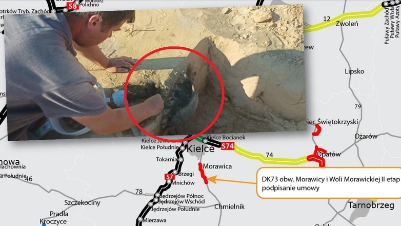 Tajemnicza urna znaleziona w pasie obwodnicy Morawicy