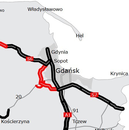Obwodnica Metropolii Trójmiejskiej - mapa