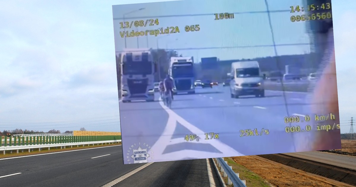 Rowerzyści na autostradzie
