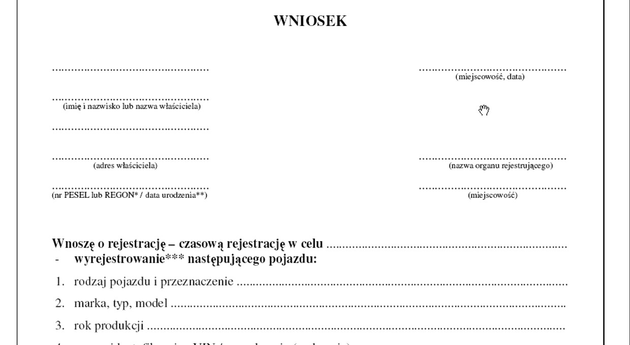 Wniosek o rejestrację