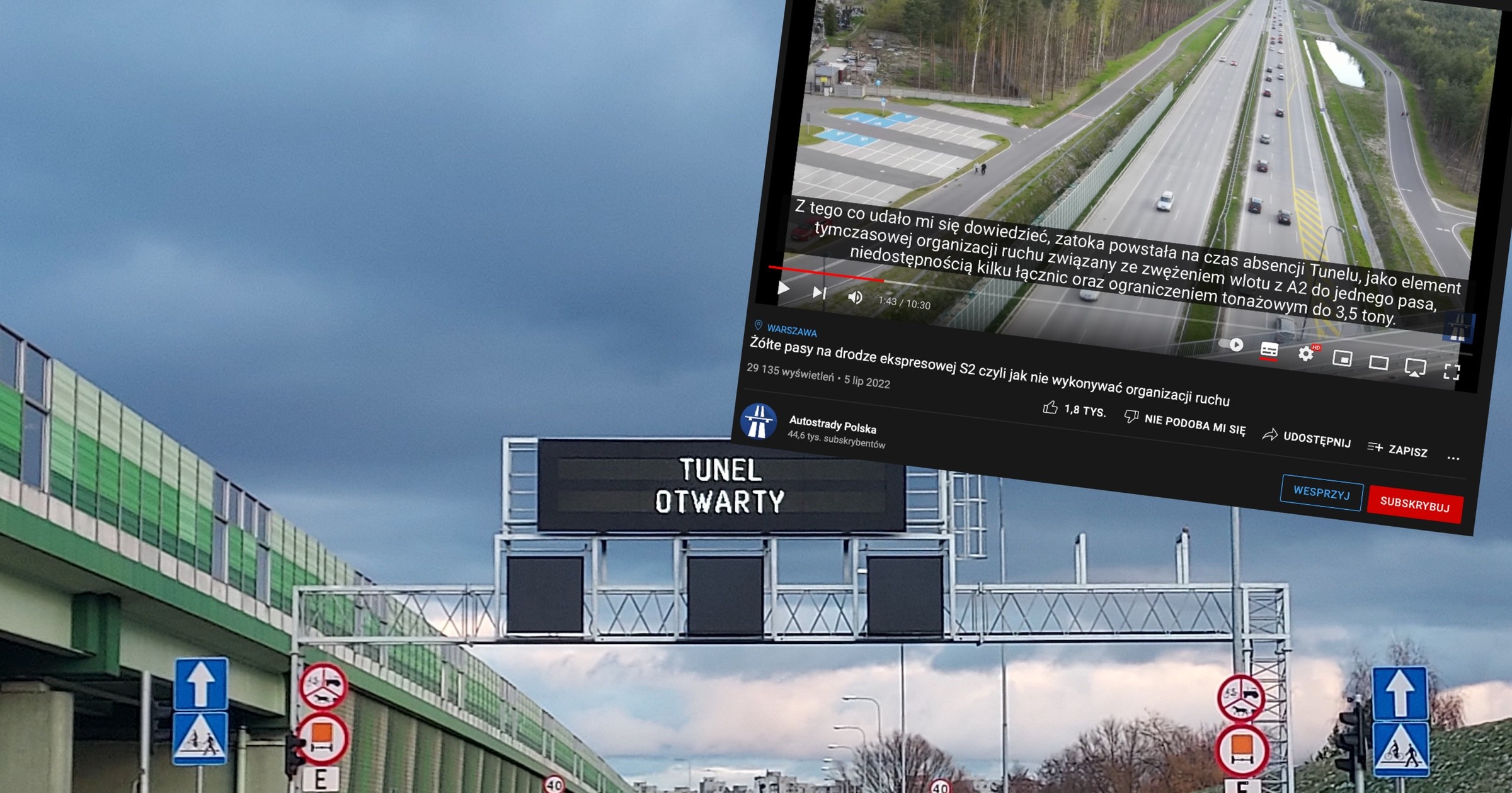 Chociaż tunel pod Ursynowem już funkcjonuje, to zatoka na drodze S2, która miała obowiązywać do czasu otwarcia tunelu, wciąż jest i utrudnia ruch