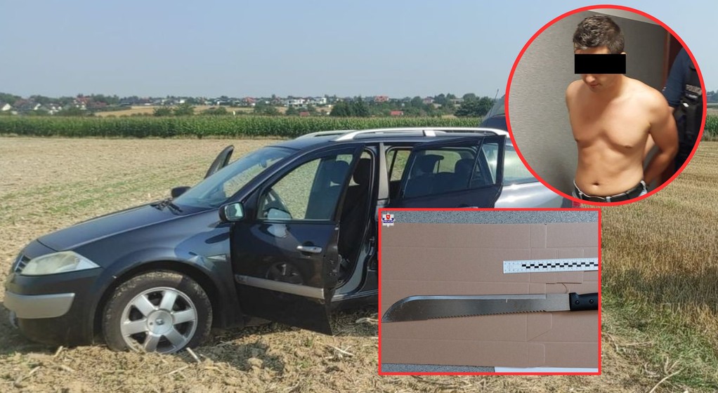 24-latek uciekał Renault Megane przed policją. Z samochodu wyszedł z maczetą w ręce